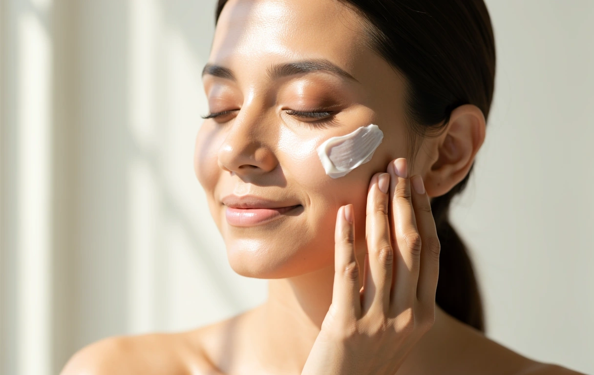 Applying face cream